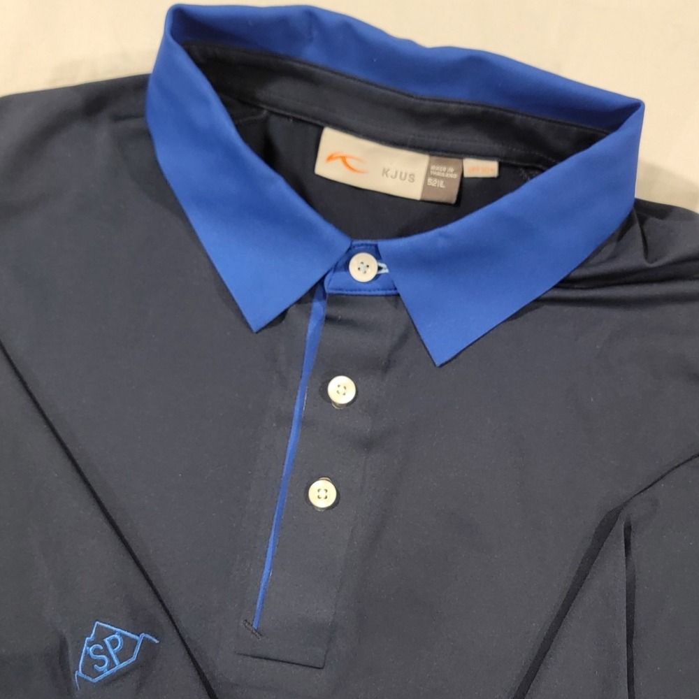 KJUS Shirt Mens Large Navy Comfort Fit Polo Performance Golf Gear Sun Protection